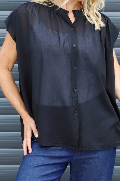 Irena Cotton Blouse Black - Image 3