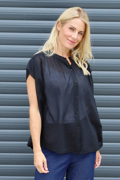Irena Cotton Blouse Black - Image 2