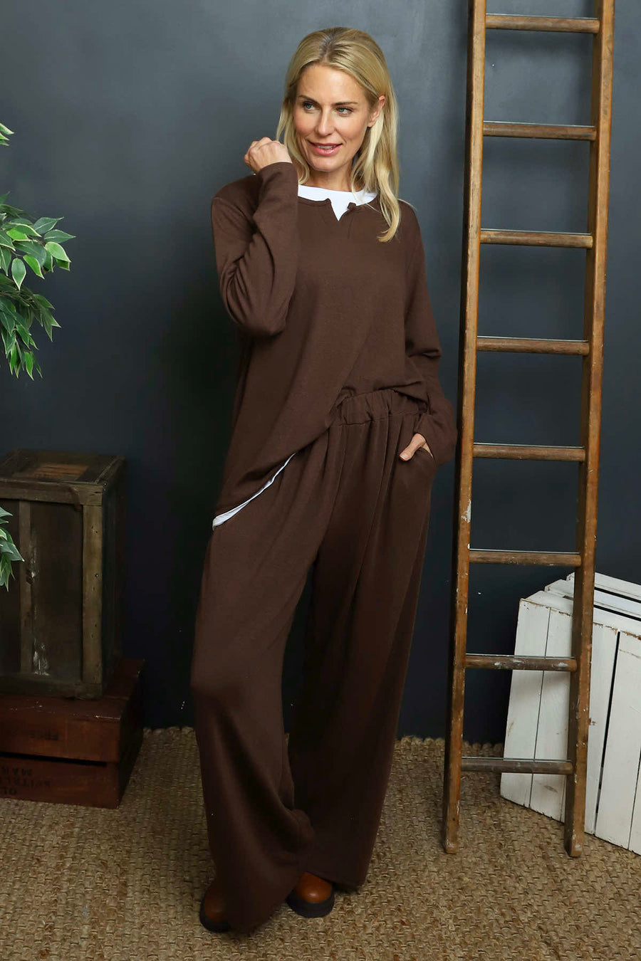 Rehema Wide Leg Trousers Cocoa