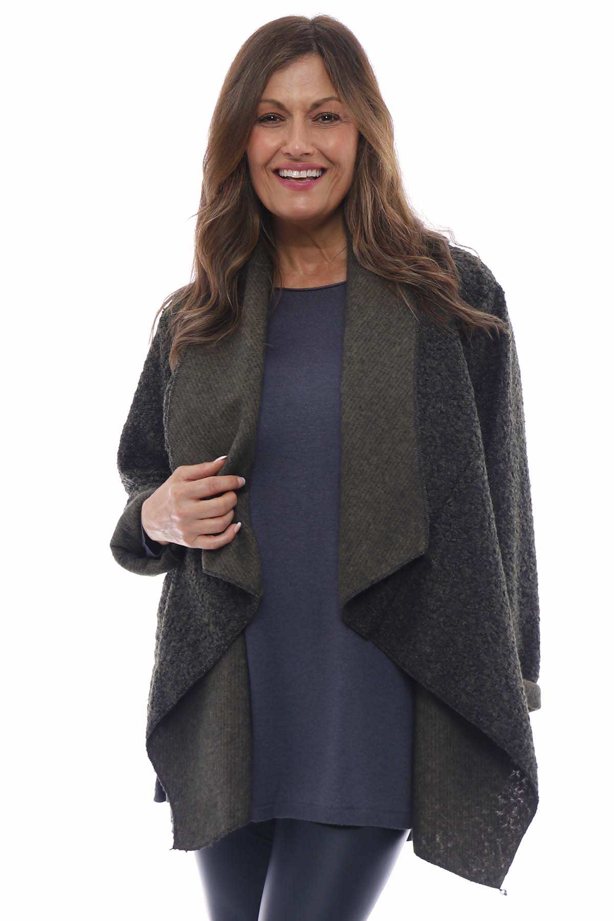 Olwen Boucle Fleck Coat Khaki