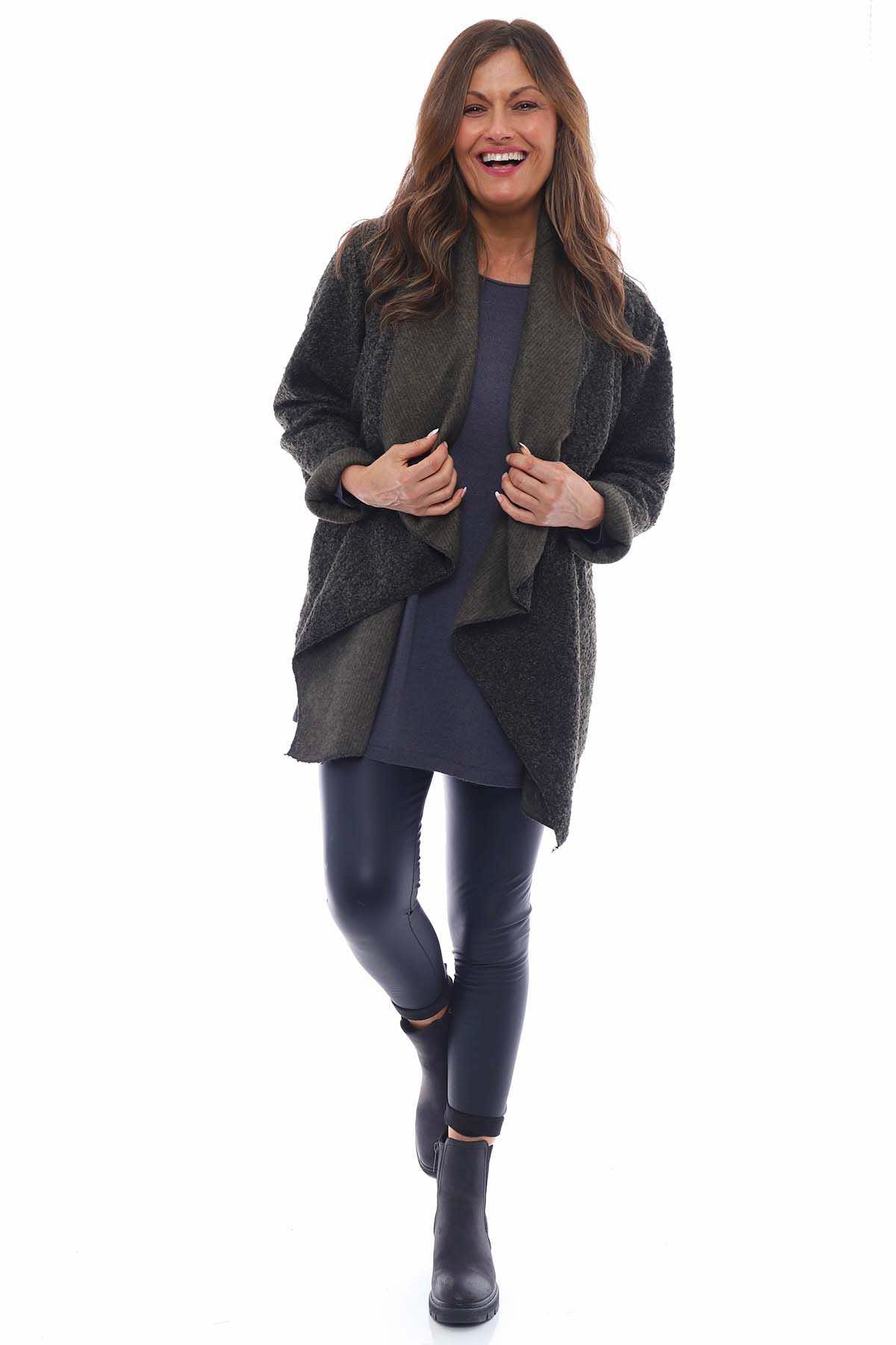 Olwen Boucle Fleck Coat Khaki