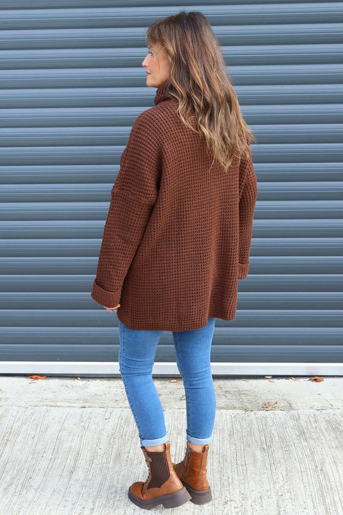 Romilly Polo Neck Knitted Jumper Cocoa - Image 4