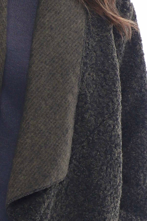 Olwen Boucle Fleck Coat Khaki - Image 3