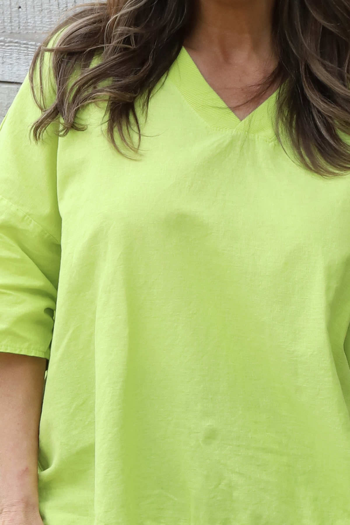 Brittany V-Neck Linen Top Lime