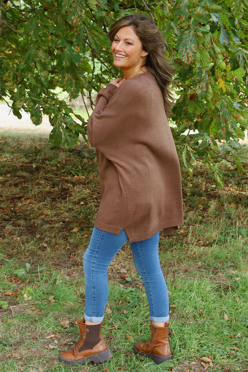 Josephine V-Neck Knitted Jumper Cocoa - Image 4