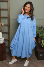 Brianne Long Sleeve Cotton Dress Powder Blue Powder Blue - Brianne Long Sleeve Cotton Dress Powder Blue
