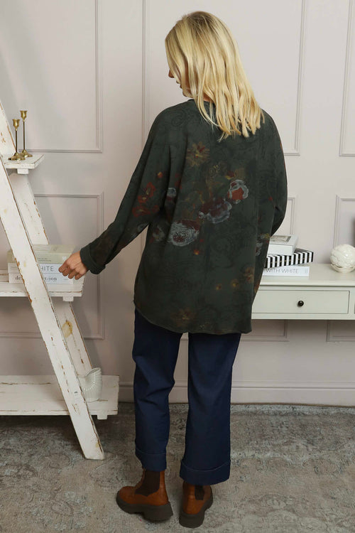 Carola Print Cotton Top Charcoal - Image 4