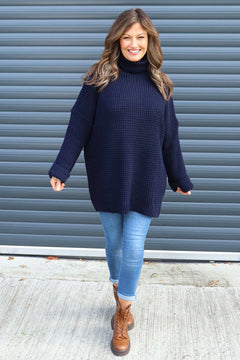 Romilly Polo Neck Knitted Jumper Navy