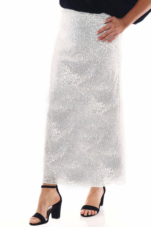 Hollis Sequin Skirt White - Image 2