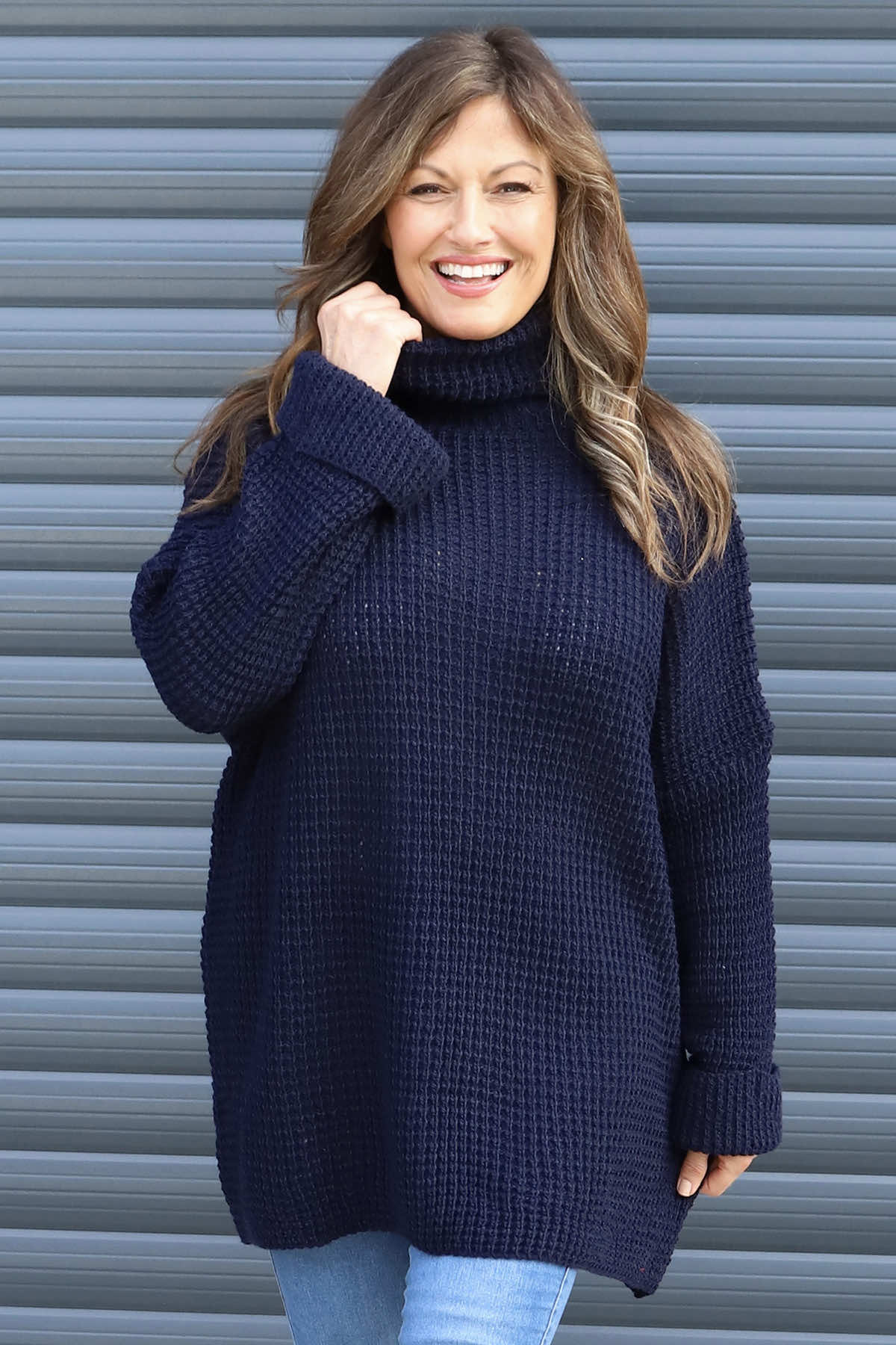 Romilly Polo Neck Knitted Jumper Navy