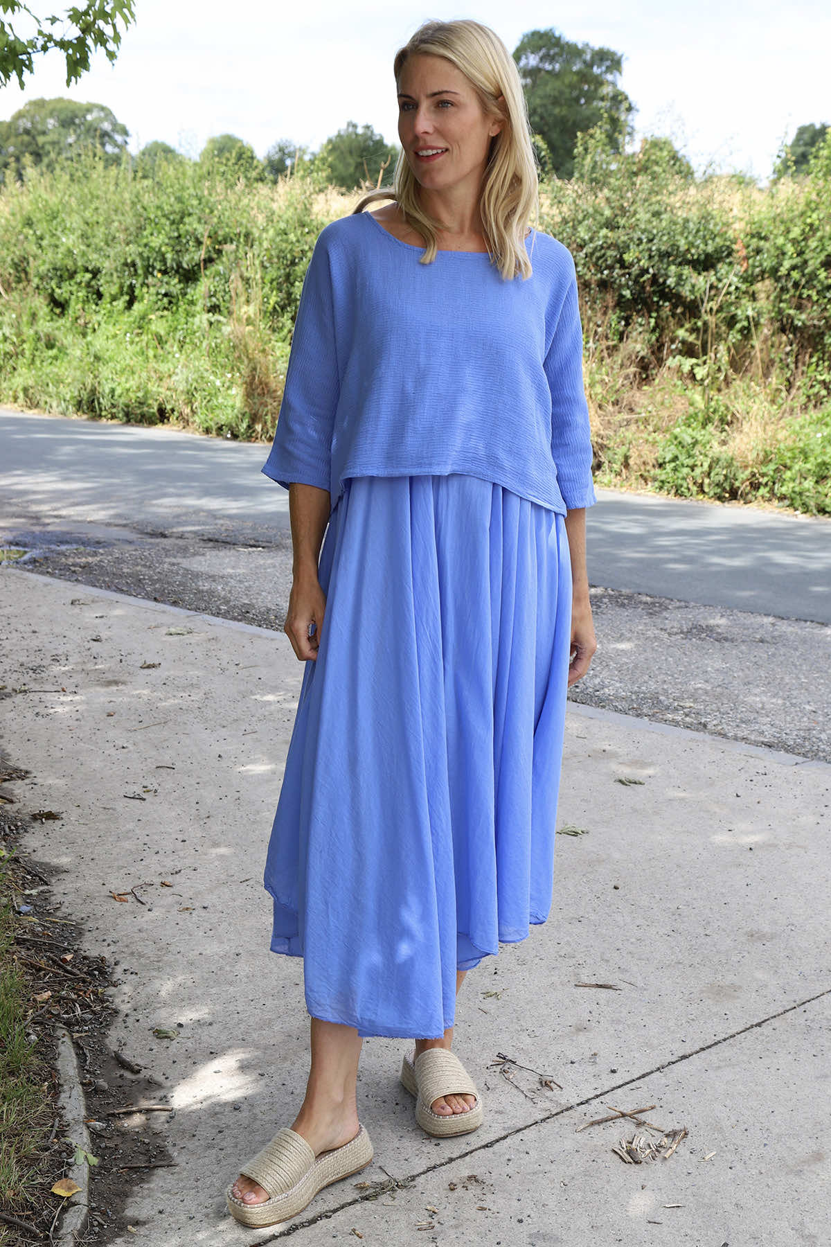 Danisha Cotton Dress Co-Ord Powder Blue