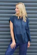 Irena Cotton Blouse Navy Navy - Irena Cotton Blouse Navy