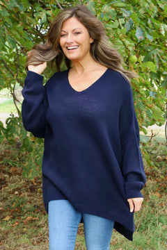 Josephine V-Neck Knitted Jumper Navy