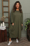 Brianne Long Sleeve Cotton Dress Khaki