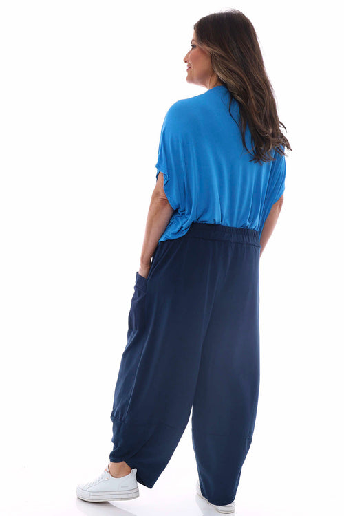 Blanca Pocket Cotton Trousers Navy - Image 5