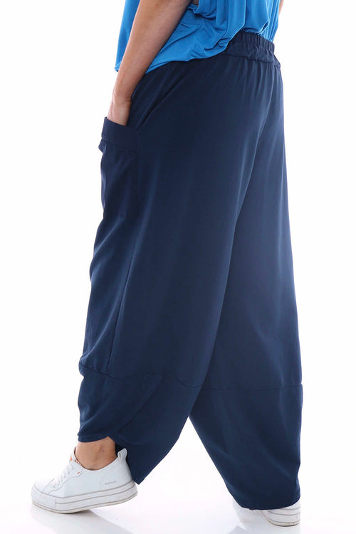 Blanca Pocket Cotton Trousers Navy - Image 6