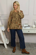 Carola Print Cotton Top Camel Camel - Carola Print Cotton Top Camel