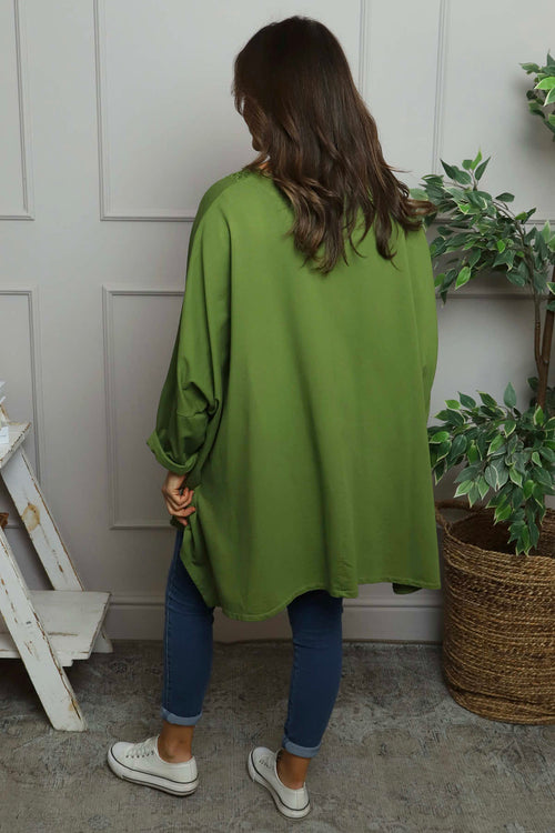 Mozelle Crochet Detail Cotton Top Olive - Image 6