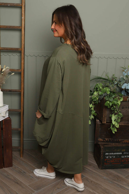 Brianne Long Sleeve Cotton Dress Khaki - Image 4