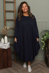 Brianne Long Sleeve Cotton Dress Navy