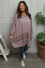 Mozelle Crochet Detail Cotton Top Mauve Mauve - Mozelle Crochet Detail Cotton Top Mauve