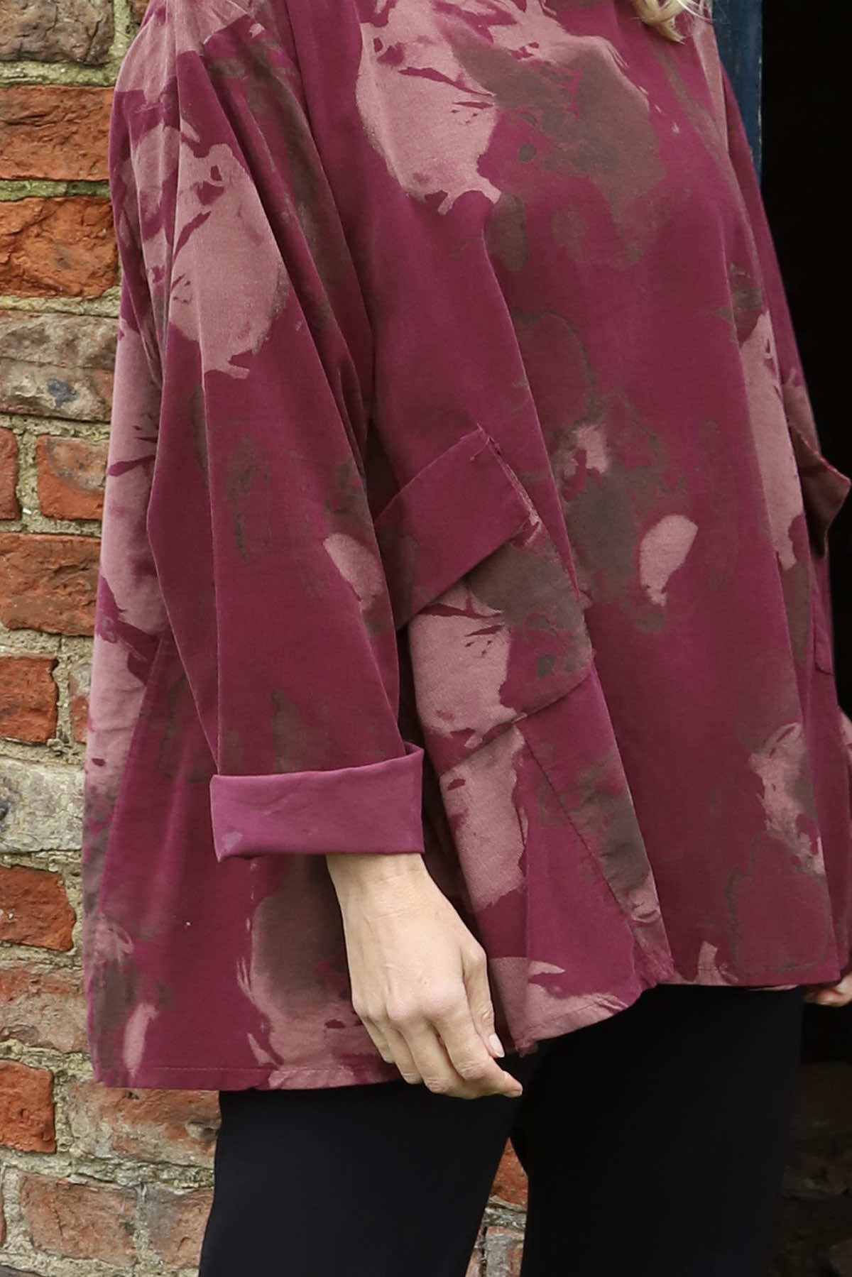 Rachel Print Needlecord Top Wine