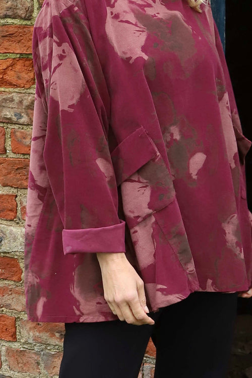 Rachel Print Needlecord Top Wine - Image 3