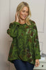 Carola Print Cotton Top Olive