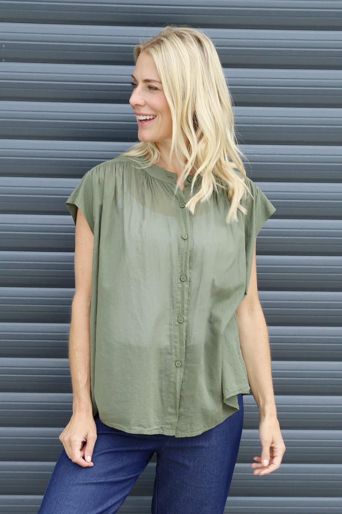 Irena Cotton Blouse Khaki