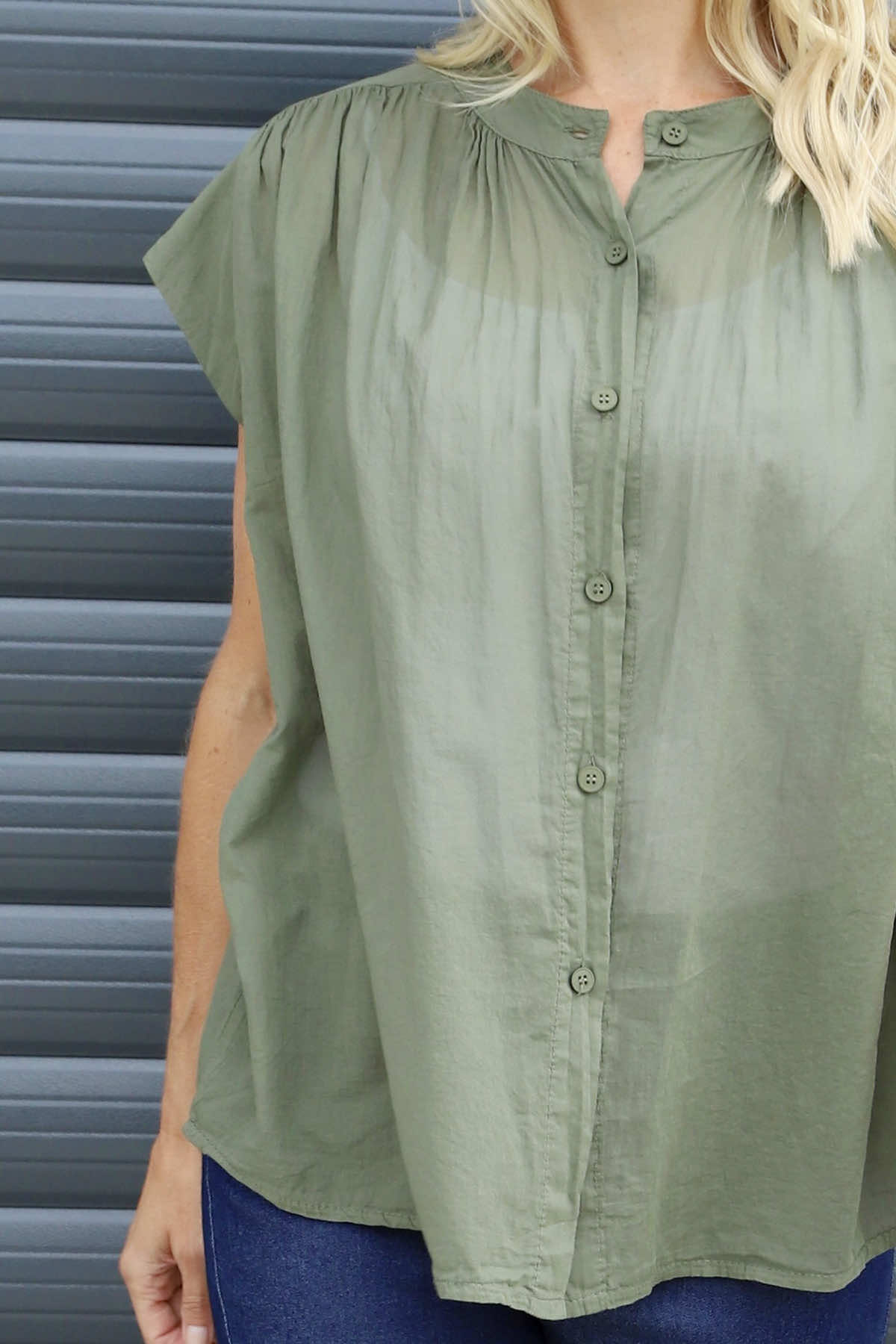 Irena Cotton Blouse Khaki