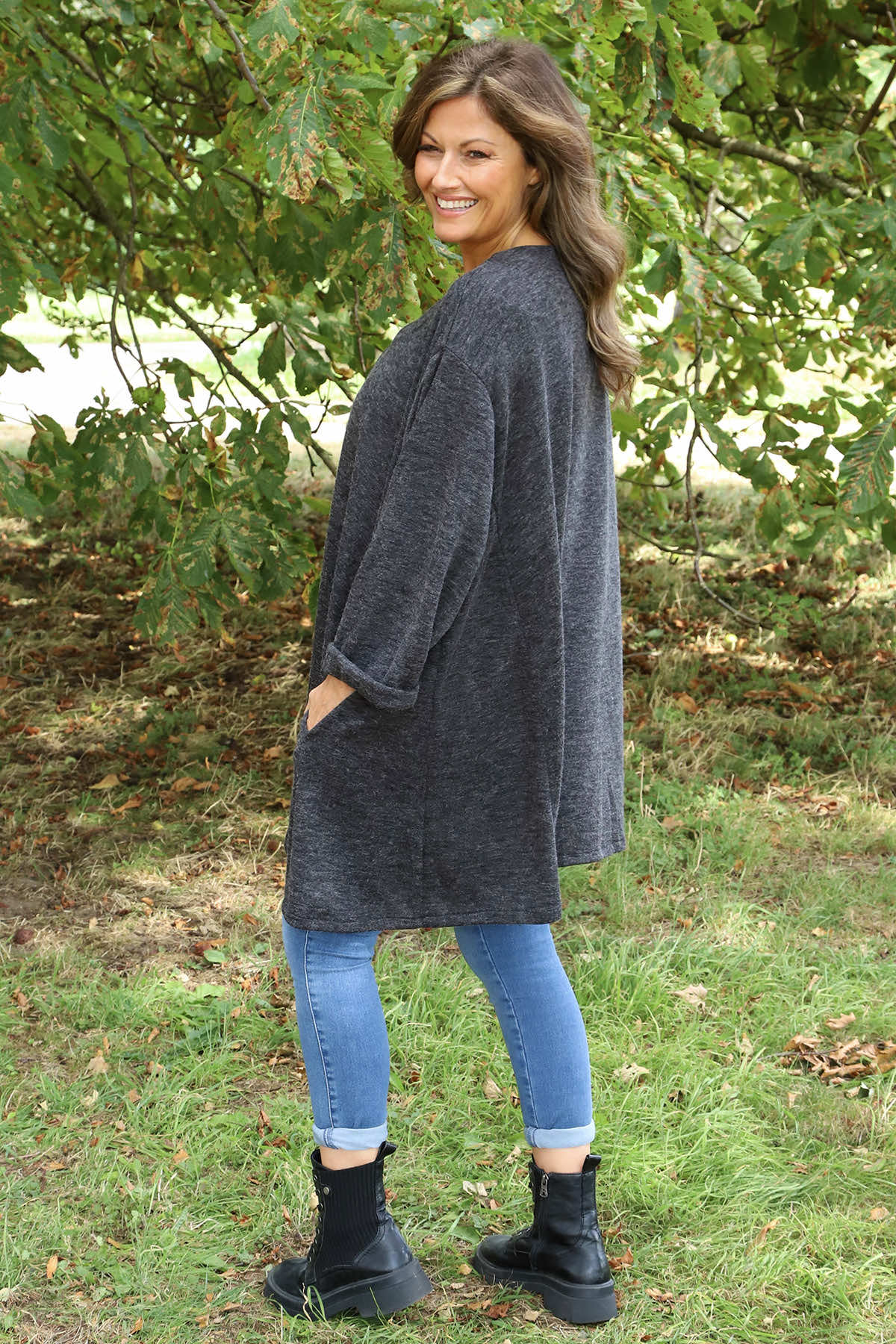 Beverley Oversize Knitted Top Charcoal