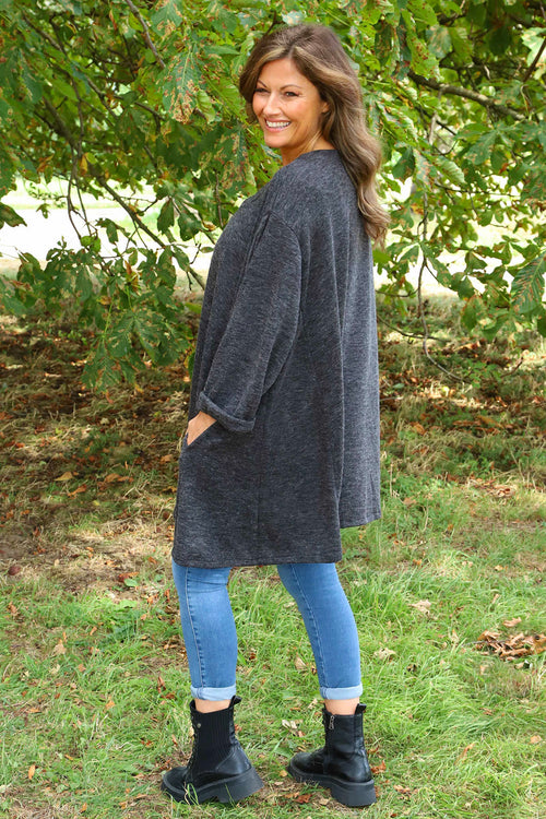 Beverley Oversize Knitted Top Charcoal - Image 4