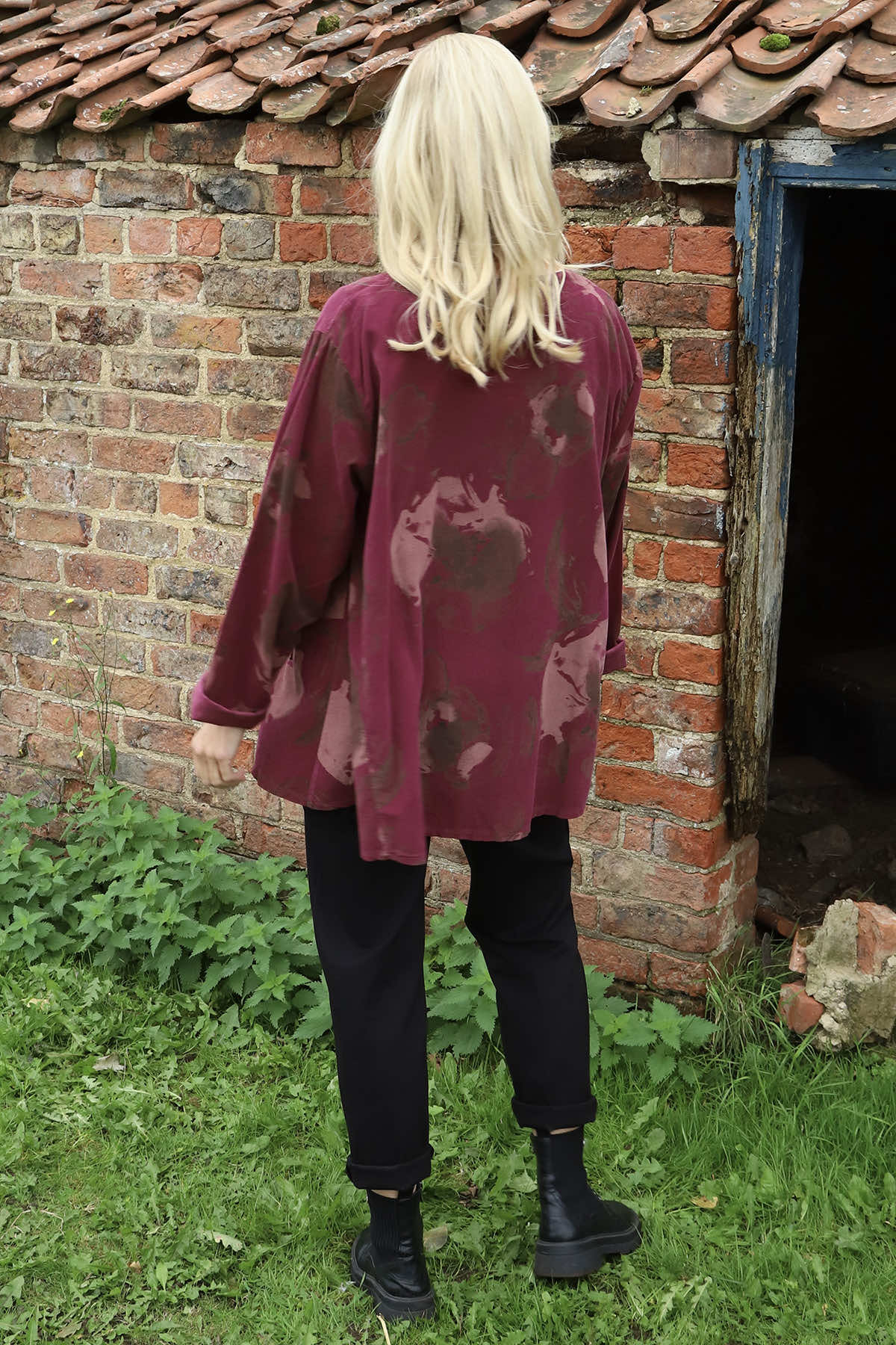 Rachel Print Needlecord Top Wine