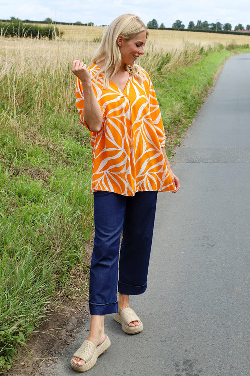 Morgan Print V-Neck Top Orange - Image 2