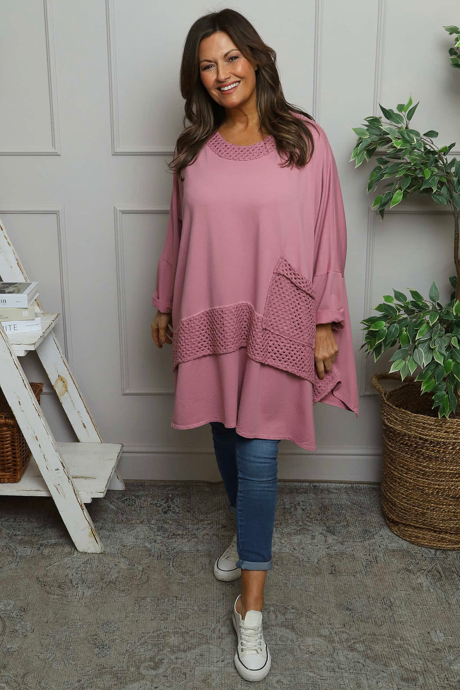 Mozelle Crochet Detail Cotton Top Grape