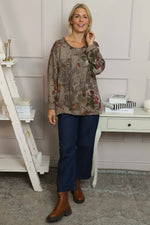 Carola Print Cotton Top Mocha Mocha - Carola Print Cotton Top Mocha