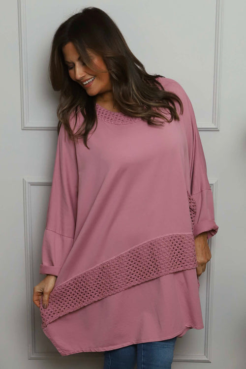 Mozelle Crochet Detail Cotton Top Grape - Image 2