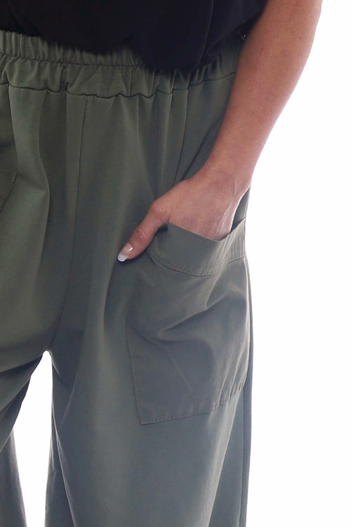 Blanca Pocket Cotton Trousers Khaki - Image 3