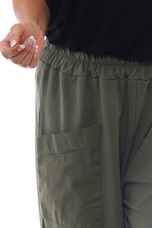 Blanca Pocket Cotton Trousers Khaki - Image 4