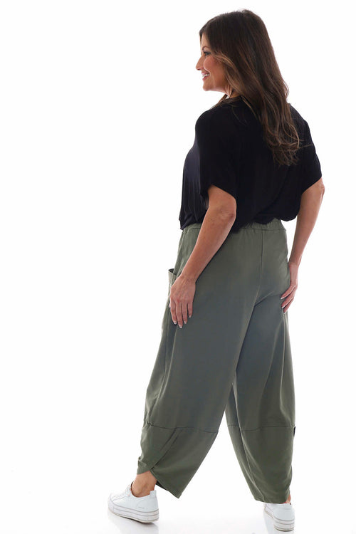 Blanca Pocket Cotton Trousers Khaki - Image 6
