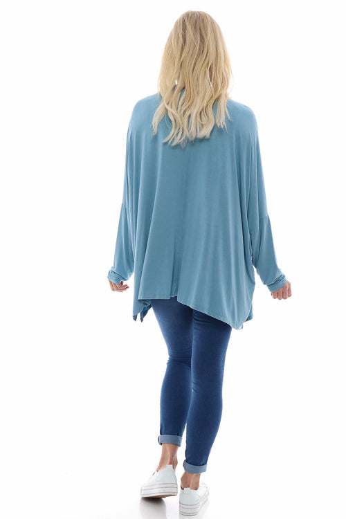 Lucy V-Neck Cotton Top Blue - Image 6