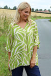 Morgan Print V-Neck Top Green