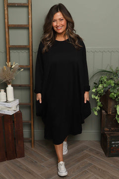 Brianne Long Sleeve Cotton Dress Black