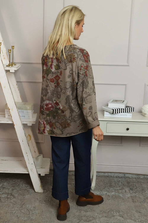 Carola Print Cotton Top Mocha - Image 4