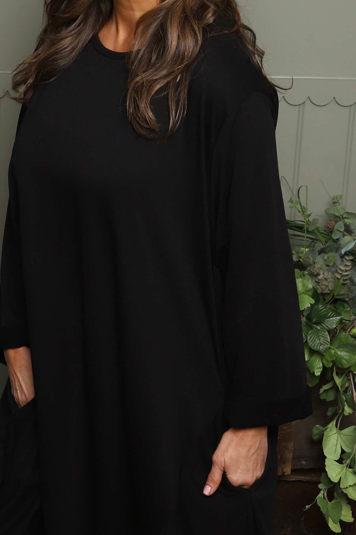 Brianne Long Sleeve Cotton Dress Black