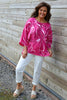 Vicki Pattern Linen Top Fuchsia