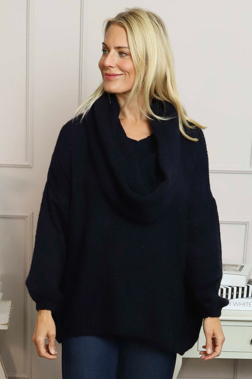 Baylin Scarf Knitted Jumper Navy