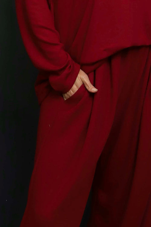 Rehema Wide Leg Trousers Wine - Image 3