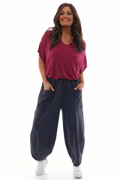 Blanca Pocket Cotton Trousers Charcoal - Image 1