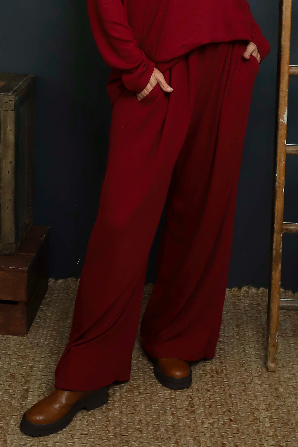 Rehema Wide Leg Trousers Wine